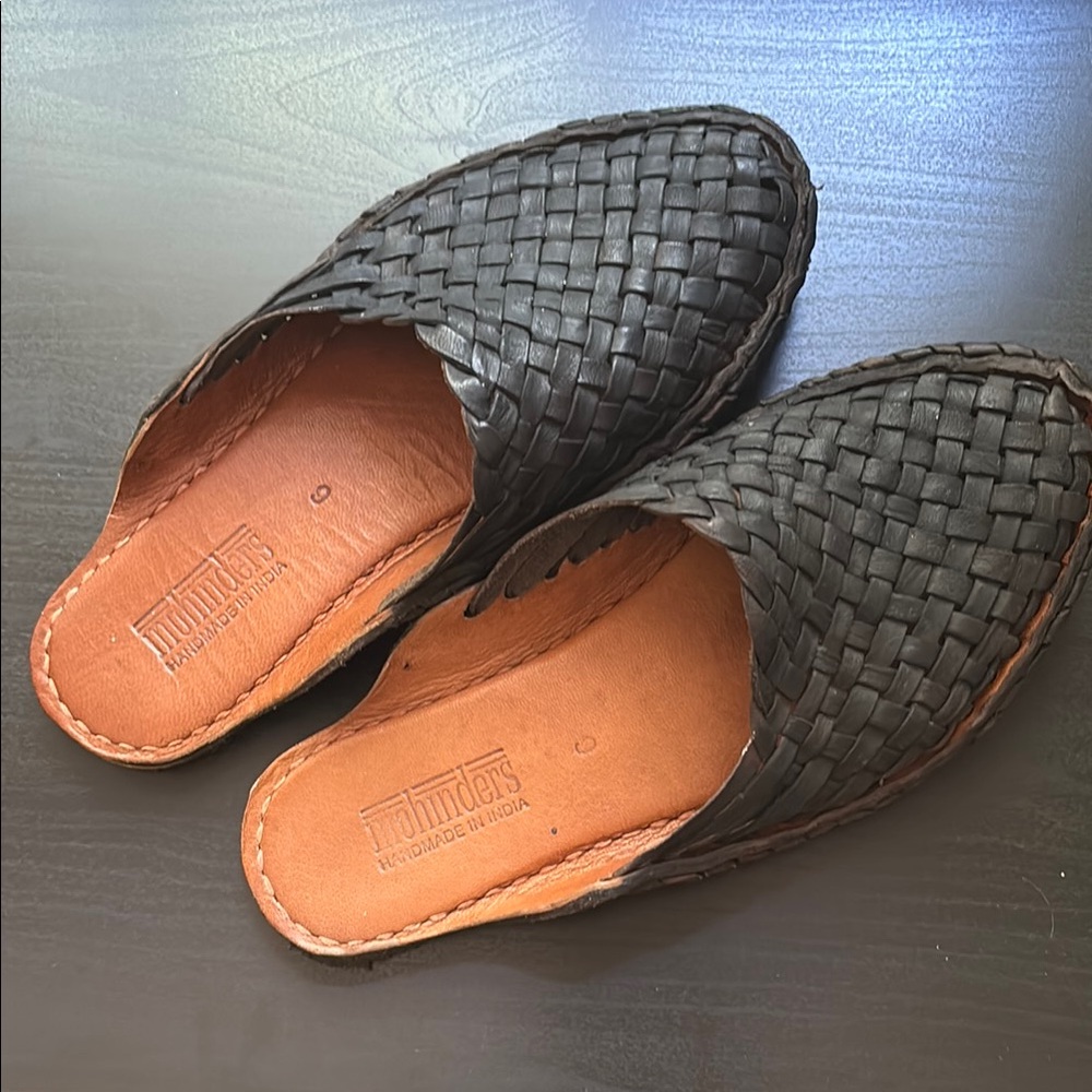 Handcrafted Black Leather Mules